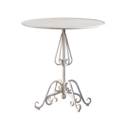 2-teiliges Terrassen-Bistro-Set, Kleiner Gartentisch aus Metall mit Antik-Optik, runder Terrassentisch im Landhausstil, für Balkon, Garten und Veranda(Tables) von Labasuan
