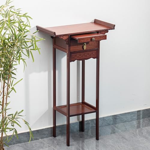 Altartisch mit Schubladen, moderner Meditationstisch mit Tribute-Plattform, freistehender Meditations-Beistelltisch aus Holz, für kleine Räume, Buddha- und spirituelle Opfergaben(50cm/19.6in) von Labasuan
