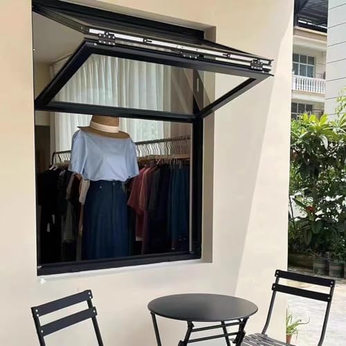 Konzessionsfenster, faltbares Servierfenster aus Aluminiumlegierung mit verstärktem Glas, Schlössern und Griff, hochklappbares Servierfenster(12x20in/30.4x50.8cm) von Labasuan