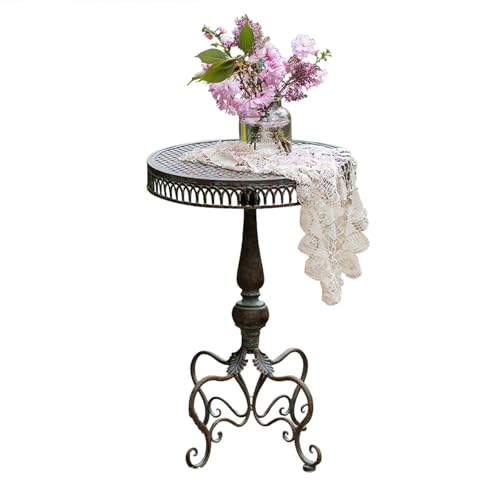 Labasuan 2er-Set Beistelltisch & Gartenstuhl, Kleiner Terrassentisch, wetterfester, tragbarer Beistelltisch, dekorativer Pflanzenständer aus Metall, Couchtische für drinnen und draußen(Tables) von Labasuan