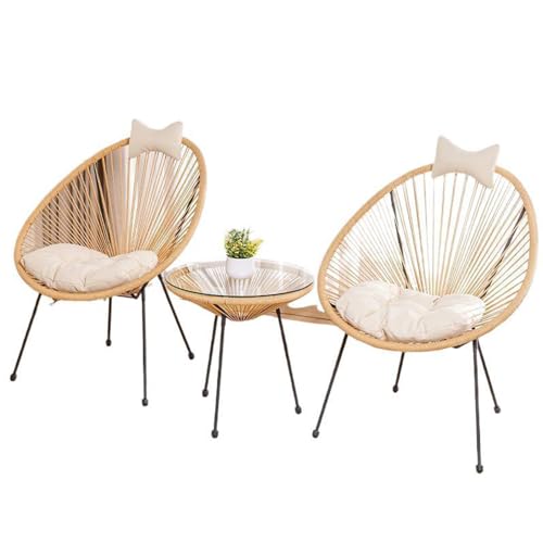 Labasuan 3-teiliges Acapulco Gartenstuhl-Set, Allwetter-Terrassen- und Bistro-Set, modernes Gartenmöbel-Set aus geflochtenem PE-Rattan mit weicher Sitzfläche und Kopfstütze Labasuan 3-teiliges Acapulco Gartenstuhl-Set, Allwetter-Terrassen- und Bistro-Set, modernes Gartenmöbel-Set aus geflochtenem PE-Rattan mit weicher Sitzfläche und Kopfstütze von Labasuan