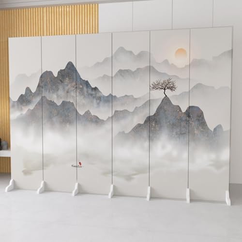 Labasuan 6-teiliger, Faltbarer Sichtschutz, 2,4 m breit, freistehende Trennwand mit Breiten Füßen, Raumteiler, Stofftrennwand zur Raumtrennung(A,1.8m/5.9ft) von Labasuan
