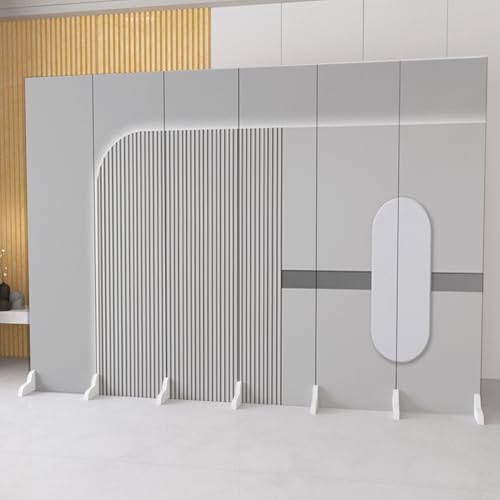Labasuan 6-teiliger Raumteiler und Faltwand, moderner Sichtschutz mit breiteren Füßen, Stofftrennwand zur Raumtrennung(D,1.8m/5.9ft) von Labasuan