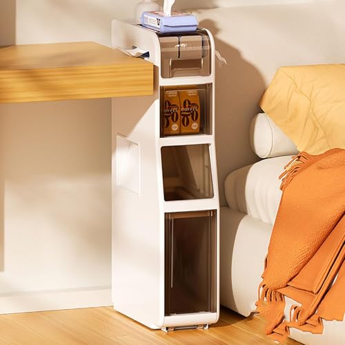 Labasuan Badezimmerschrank mit Mülleimer, Kleiner Schrank mit Toilettenpapierhalter, mobiler Schrank für Wohnzimmer und Badezimmer(4 Layers) von Labasuan