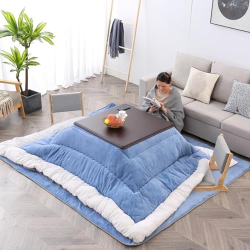Labasuan Bodenbeheizte Tische, Kotatsu-Tisch für den Winter, japanischer Futon-Ofen mit niedrigem Tisch, Bettdecke, Bodenmatte und Heizung für Zuhause(Walnut Color,80 * 80cm) von Labasuan