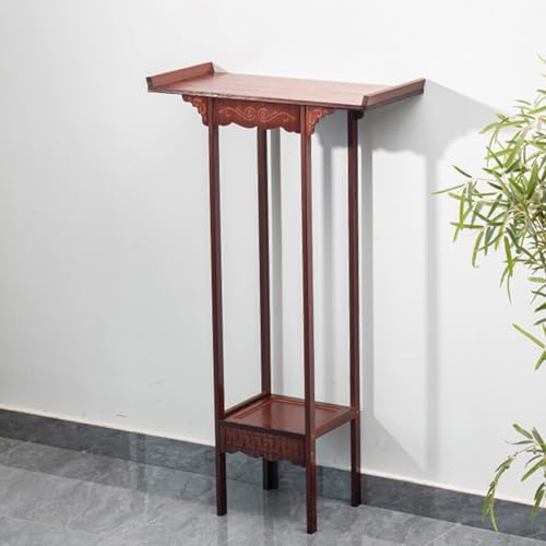 Labasuan Freistehender buddhistischer Altartisch, geschnitzter Meditationstisch aus Holz, Vintage-Konsolentisch im Zen-Stil für den Eingangsbereich, für Zuhause, Tempel(Higher Version,50cm/19.6in) von Labasuan