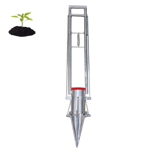 Labasuan Gemüsepflanzer, Zwiebelpflanzer mit langem Griff, Setzlingspflanzer, Handziehbarer Setzlingspflanzer für Pflanzenzwiebelsamen(Tip length5.5in,3.9in Diameter) von Labasuan