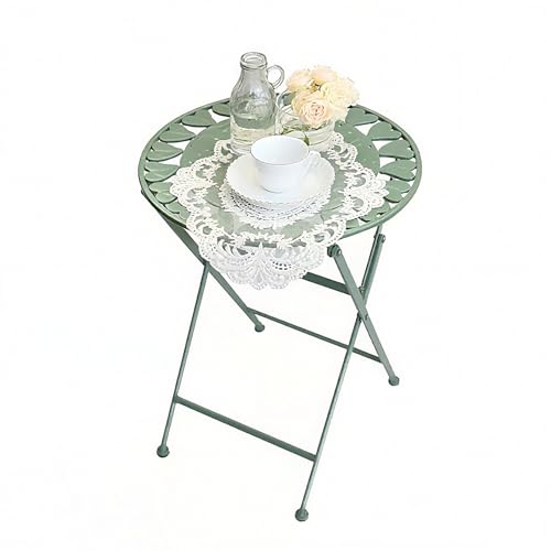 Labasuan Klappbarer Garten-Beistelltisch, Kleiner Terrassen-Bistrotisch mit herzförmigen Aussparungen, moderner Couchtisch, runder Pflanzenständer, für Garten, Balkon, Veranda und Pool von Labasuan