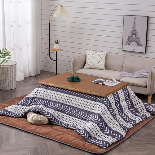 Labasuan Kotatsu-Tischset, japanische Möbel, Fußbodenheizung, Fußwärmer-Couchtisch mit Heizdecke und Decke, 5er-Set multifunktionale niedrige Tische aus Massivholz(Teak Color) von Labasuan