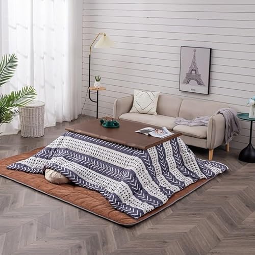 Labasuan Kotatsu-Tischset, japanische Möbel, Fußbodenheizung, Fußwärmer-Couchtisch mit Heizdecke und Decke, 5er-Set multifunktionale niedrige Tische aus Massivholz(Walnut Color) von Labasuan