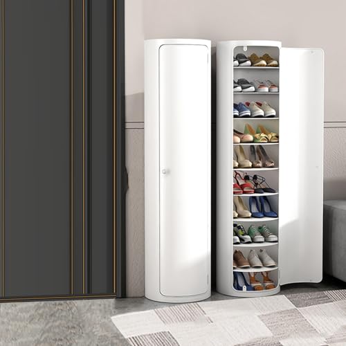 Labasuan Meuble à Chaussures rotatif à 360 degrés, meuble d'entrée indépendant Avec Portes, Support à Chaussures rotatif multicouche en métal Pour Petits espaces(12.6in,10 Floors) von Labasuan