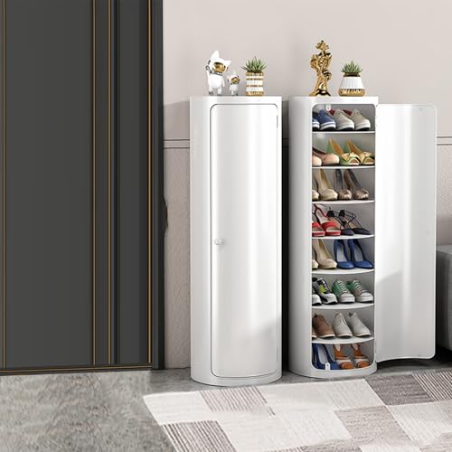 Labasuan Meuble à Chaussures rotatif à 360 degrés, meuble d'entrée indépendant Avec Portes, Support à Chaussures rotatif multicouche en métal Pour Petits espaces(12.6in,8 Floors) von Labasuan