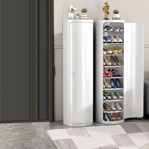 Labasuan Meuble à Chaussures rotatif à 360 degrés, meuble d'entrée indépendant Avec Portes, Support à Chaussures rotatif multicouche en métal Pour Petits espaces(15.3in,9 Floors) von Labasuan