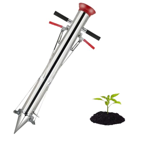 Labasuan Pflanzgerät für Setzlinge, Pflanzwerkzeug mit langem Griff, Handspreizer aus Edelstahl für Gemüsepflanzen(Double Handle with Foot) von Labasuan
