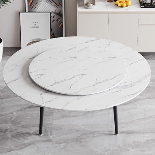 Labasuan Runder, 4-Fach klappbarer Tisch mit Drehteller, manuell um 360 Grad drehbar, Esstisch aus Holz für Familienfeiern, Bankette und Hochzeiten(63in+39in) von Labasuan