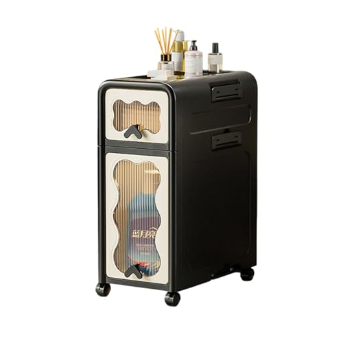 Labasuan Schmaler Aufbewahrungsschrank mit Schubladen, Faltbarer Kunststoff-Waschraumschrank mit Rollen, Organizer für kleine Badezimmer(White,3Tier) von Labasuan
