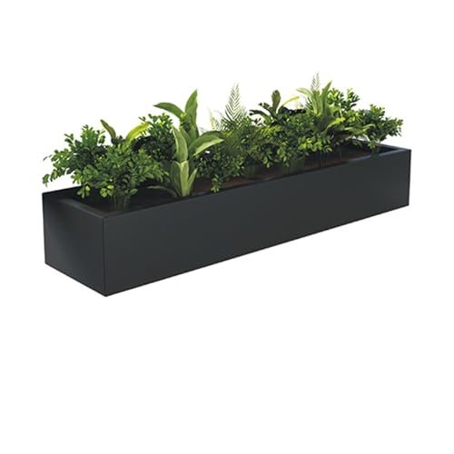 Labasuan Vollständig geschlossene Balkon-Blumenkästen, Hänge-Blumentopf, große Pflanzgefäße aus Metall, für Fensterbank, Terrasse, Veranda, Gartenbalkon, Schwarz(150x20x13cm) von Labasuan