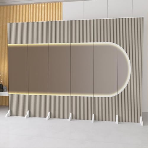 Moderner Raumteiler mit 6 Paneelen, Faltbarer Sichtschutz mit 7 Holzfüßen, Raumteiler für Büros, Lobbys und Restaurants(A,1.8m/5.9ft) von Labasuan