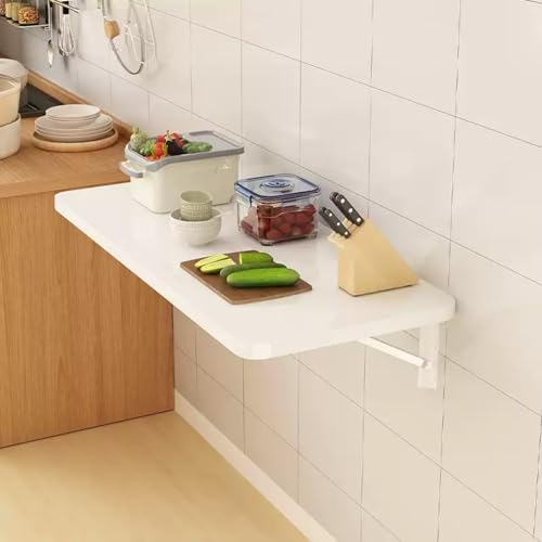 Wandklapptisch, schmaler, langer Holzschreibtisch, herunterklappbarer Küchentisch mit Edelstahlhalterung, für Küche, Waschküche, Büro(70x30cm/28x12in) von Labasuan