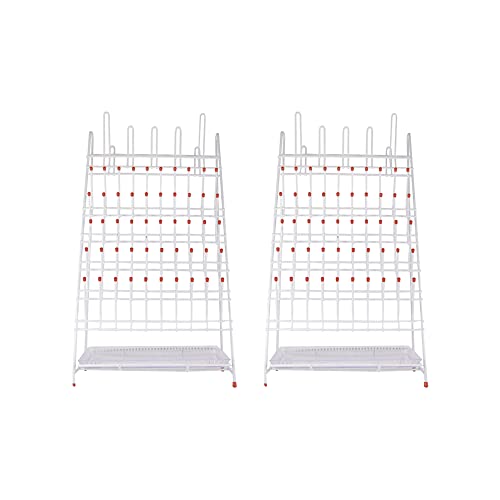 KENZIUM - 2er-Pack Abtropfgestell für Labormaterialien | 55 Positionen | Aus Stahl mit PVC-Beschichtung | Mit Abtropfschalen zum Auffangen des Wassers von Labbox
