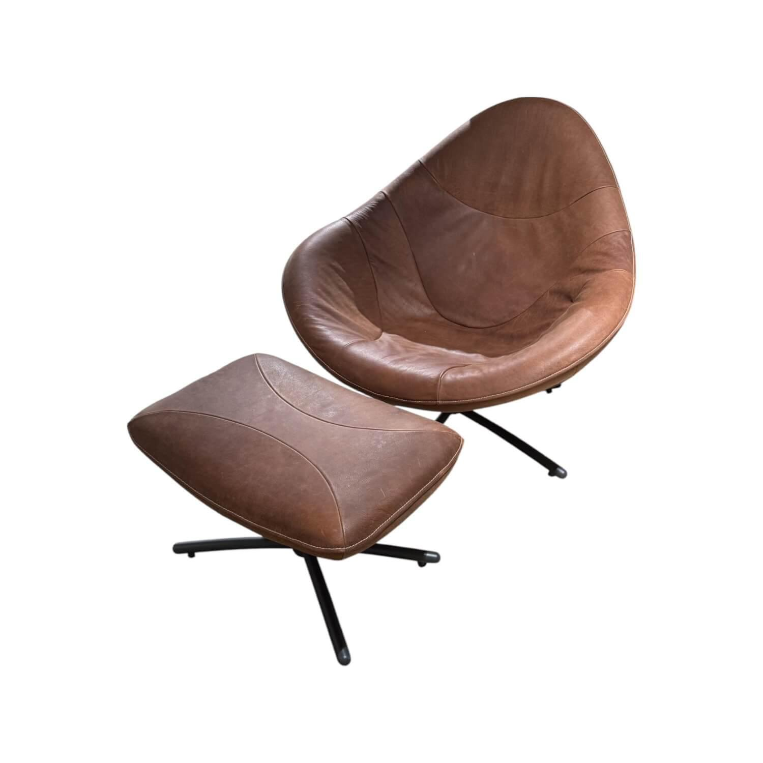 Sessel Hidde Leder Yak Brown Braun Drehgestell Metall Black Grey Anthrazit Inklu... von Label Vandenberg
