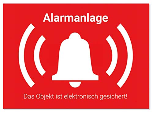 10 Stück Alarm Aufkleber Alarmgesichert Sticker innen & außen, Warnaufkleber Alarmanlage mit UV-Schutz, Aussenklebend, Objekt alarmgesichert, Hinweis Alarmanlage als Einbruchschutz für Fenster, Haus, Kellerfenster, KFZ um Einbrecher abzuschrecken, TOP Fen von LabelDay