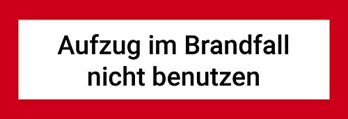 LabelDay Aufkleber Aufzug im Brandfall nicht benutzen (1 St., 15x5cm) mit UV-Schutz, Rot, Einfarbig von LabelDay