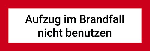 Aufkleber Aufzug im Brandfall nicht benutzen (10 St., 21x7cm) mit UV-Schutz von LabelDay