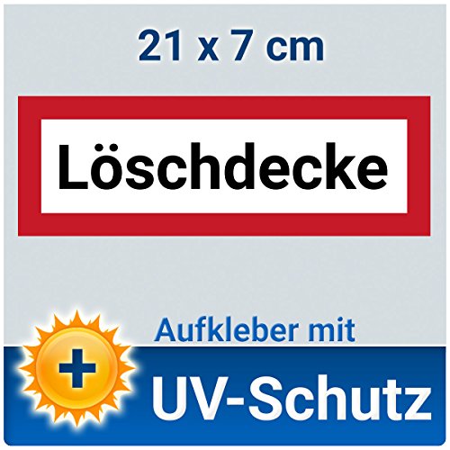 Aufkleber Löschdecke, 21x7cm, Folie Schild Feuerlöschdecke Brandschutzdecke von LabelDay