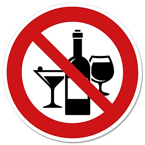 LabelDay Aufkleber Schild Alkohol verboten, Ø14cm, Verbotsschild/Verbotszeichen Alkoholverbot von LabelDay
