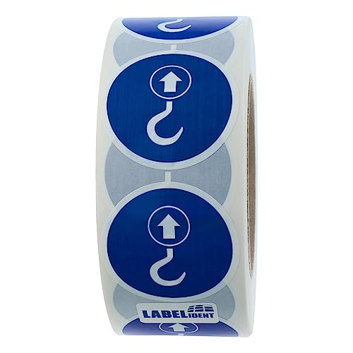 Gebotszeichen Aufkleber Ø 50 mm - Hebepunkt - 1.000 Gebotsschilder selbstklebend in 1 Rolle(n), Polyethylen Folie blau-weiß von Labelident