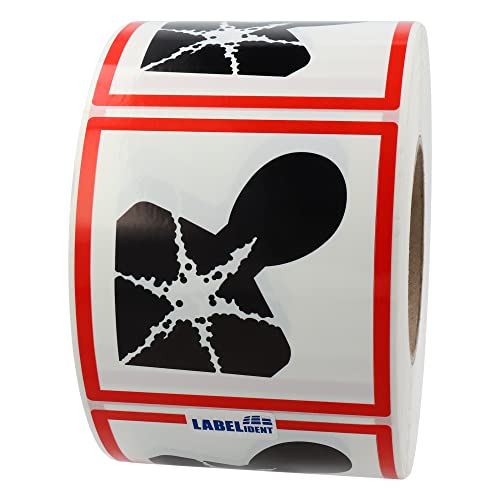 GHS 08 Etiketten 100 x 100 mm - Warnung gesundheitsgefährdende Stoffe - 1.000 Gefahrensymbole Aufkleber auf 1 Rolle(n), Polyethylen, GHS Kennzeichnung von Labelident