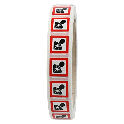 GHS 08 Etiketten 15 x 15 mm - Warnung gesundheitsgefährdende Stoffe - 1.000 Gefahrensymbole Aufkleber auf 1 Rolle(n), Polyethylen, GHS Kennzeichnung von Labelident