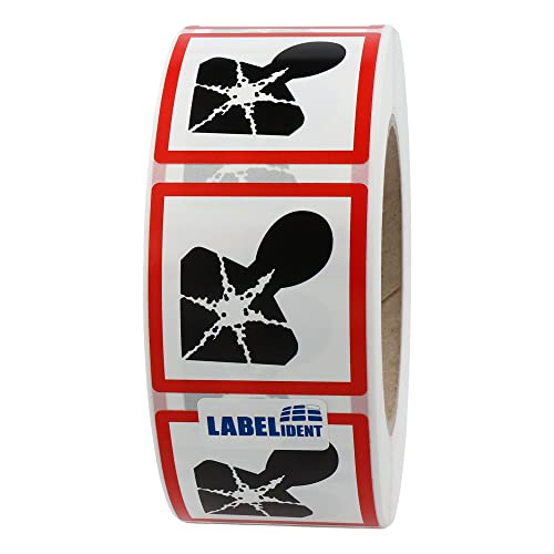 Labelident GHS 08 Etiketten 50 x 50 mm - Warnung gesundheitsgefährdende Stoffe - 1.000 Gefahrensymbole Aufkleber auf 1 Rolle(n), 3 Zoll (76,2 mm) Rollenkern, Polyethylen, GHS Kennzeichnung von Labelident