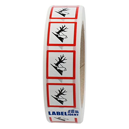 GHS 09 Etiketten 25 x 25 mm - Warnung Umweltgefahr - 1.000 Gefahrensymbole Aufkleber auf 1 Rolle(n), Polyethylen, GHS Kennzeichnung von Labelident
