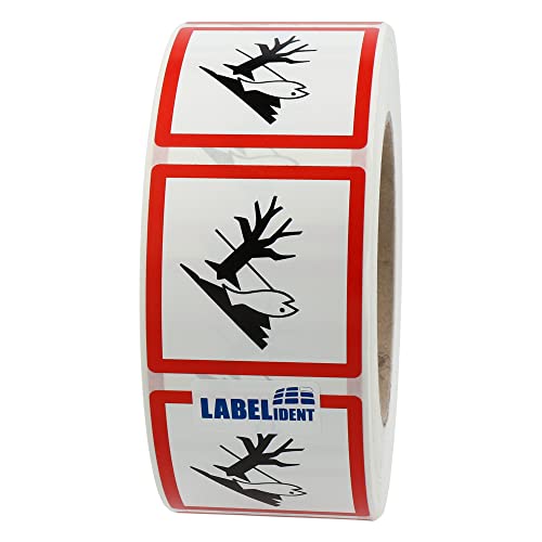 Labelident GHS 09 Etiketten 50 x 50 mm - Warnung Umweltgefahr - 1.000 Gefahrensymbole Aufkleber auf 1 Rolle(n), 3 Zoll (76,2 mm) Rollenkern, Polyethylen, GHS Kennzeichnung von Labelident