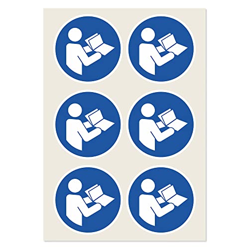Labelident Gebotszeichen Aufkleber Ø 50 mm - Gebrauchsanweisung beachten M002-100 Gebotsschilder selbstklebend in 1 Packung, Polyester Folie blau von Labelident