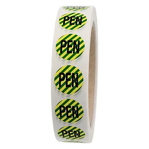 Leiterkennzeichnung - PEN - Neutralleiter mit Schutzfunktion - Ø 12,5 mm - 1.000 Leiterkennzeichen Etiketten auf 1 Rolle(n), Polyester, grün-gelb-schwarz, selbstklebend von Labelident