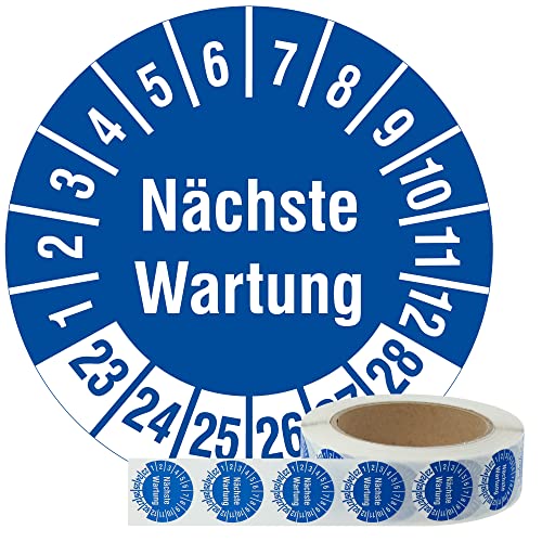 Labelident Mehrjahresprüfplaketten 2023-2028 - Nächste Wartung - Ø 30 mm, 1.000 widerstandsfähige Prüfplaketten auf Rolle, Polyethylen, blau von Labelident