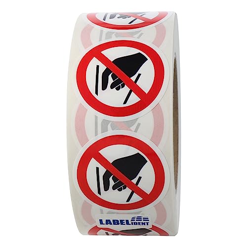 Labelident Verbotszeichen Ø 50 mm - Hineinfassen verboten P015-1000 Verbotsschilder Aufkleber selbstklebend in 1 Rolle(n), Polyethylen Folie weiß von Labelident