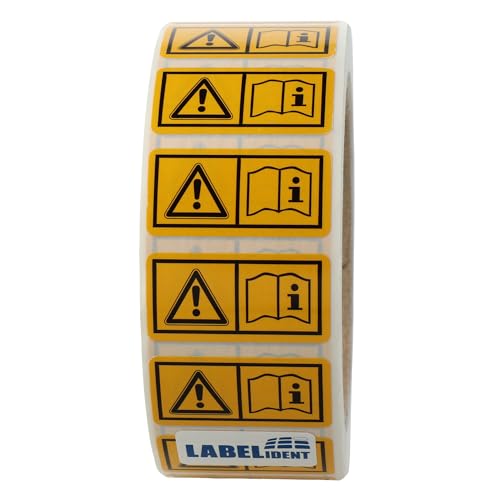 Warnaufkleber W012 - Betriebsanleitungen/Sicherheitshinweise lesen und beachten - 38 x 19 mm - 1.000 selbstklebende Warnzeichen 1 Rolle(n), Polyethylen von Labelident