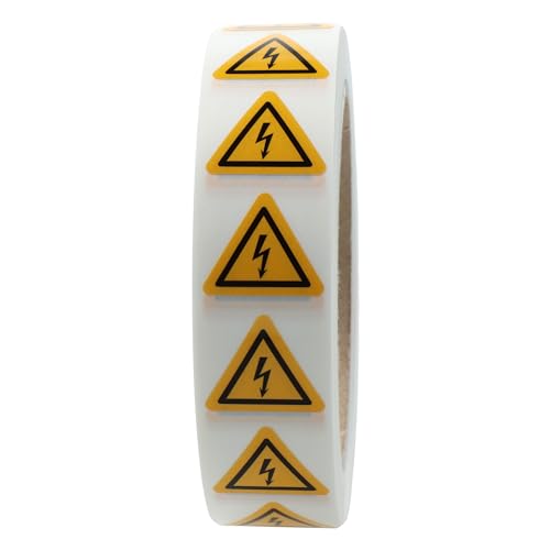 Warnaufkleber W012 - Warnung gefährliche elektrische Spannung - Seitenlänge: 25 mm - 1.000 selbstklebende Warnzeichen 1 Rolle(n), 40 mm, Polyethylen von Labelident