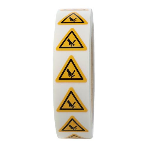 Warnaufkleber - Warnung Schnittverletzung - Seitenlänge: 25 mm - 1.000 selbstklebende Warnzeichen 1 Rolle(n), Polyethylen von Labelident