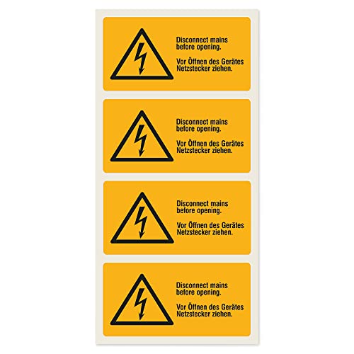 Labelident Warnaufkleber - Warnung elektrische Spannung - 74 x 37 mm - 100 selbstklebende Warnzeichen in 1 Packung, Polyester von Labelident