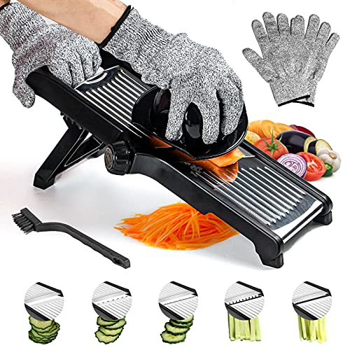 Labeol Gemüsehobel Mandolinenschneider 3 in 1 Professioneller Edelstahl Gurkenhobel Multifunktion Verstellbar Kartoffelreibe Küchenreibe Gemüsereibe Krauthobel für Gemüse Obst und Käse von Labeol