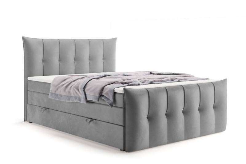 Labett Boxspringbett mit Bettkasten, Doppelmatratze PREMIUM 11 KING 160x200 180x200 200x200 (2 Bettkästen, Topper), Bonellfederkern- und Taschenfederkernmatratze von Labett