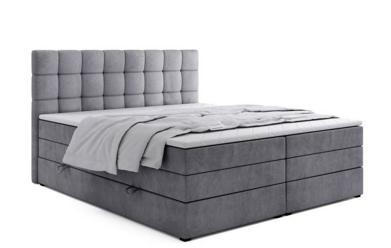 Labett Boxspringbett mit Bettkasten Doppelmatratze & Topper IGELLA KING 180x200 200x200 (Doppelbett, Bettkasten, Matratze, Topper), Bonellfederkern- und Taschenfederkernmatratze von Labett