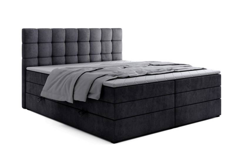 Labett Boxspringbett mit Bettkasten Doppelmatratze & Topper IGELLA KING 180x200 200x200 (Doppelbett, Bettkasten, Matratze, Topper), Bonellfederkern- und Taschenfederkernmatratze von Labett