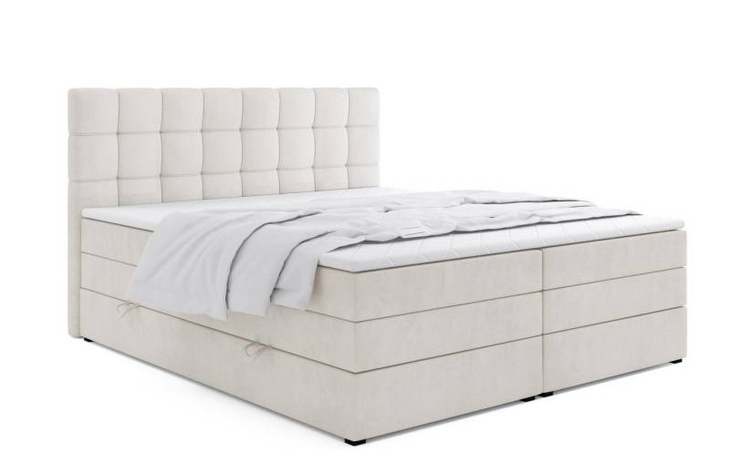 Labett Boxspringbett mit Bettkasten Doppelmatratze & Topper IGELLA KING 180x200 200x200 (Doppelbett, Bettkasten, Matratze, Topper), Bonellfederkern- und Taschenfederkernmatratze von Labett