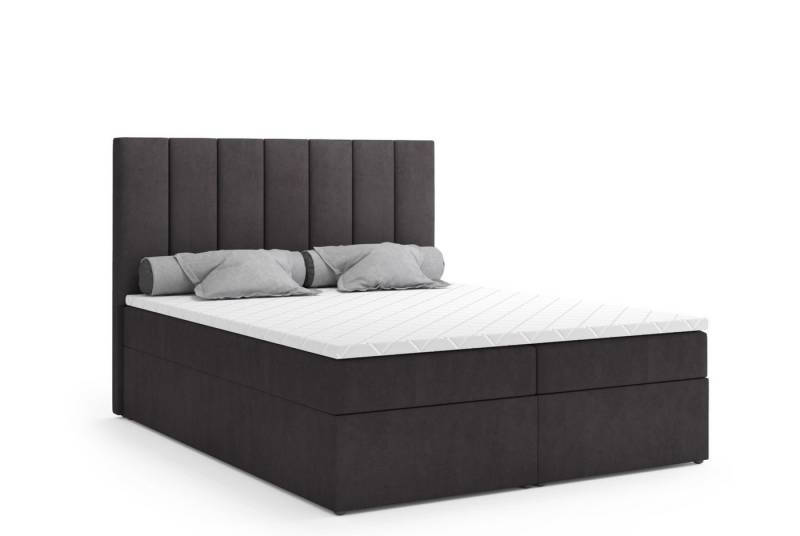 Labett Boxspringbett mit Bettkasten Matratze &Topper, HUGO 140x200 160x200 180x200 200x200 (Boxspringbett, Bettkasten, Matratze, Topper), 7-Zonen Taschenfederkernmatratze H3 oder H4 von Labett